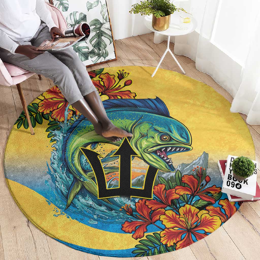 Black Barbadians Mahi-mahi Trident Round Carpet LT9