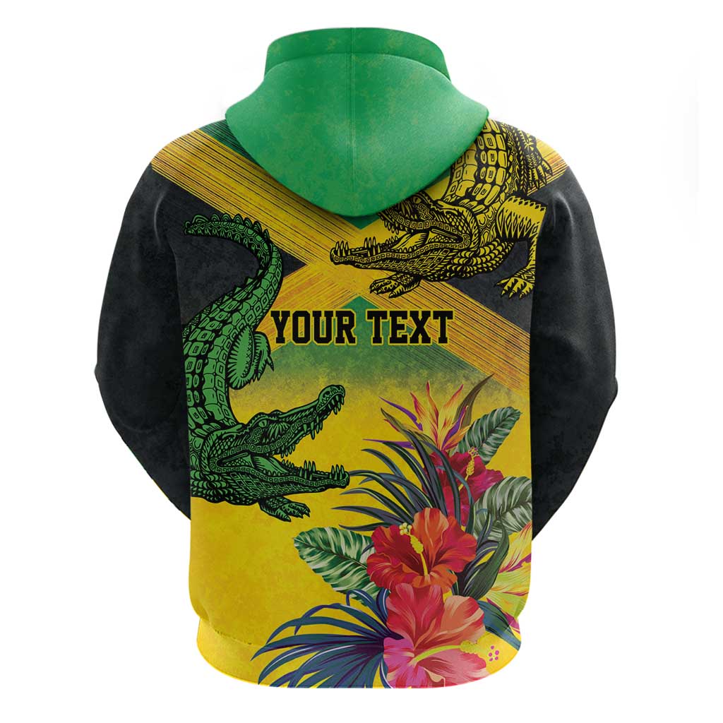 Personalized Jamaica Crocodile Hoodie Tropical Flowers Grunge Flag LT9