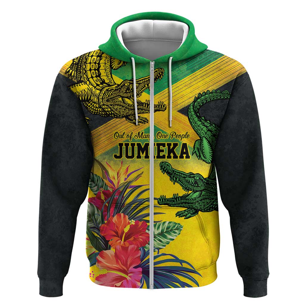 Personalized Jamaica Crocodile Hoodie Tropical Flowers Grunge Flag LT9