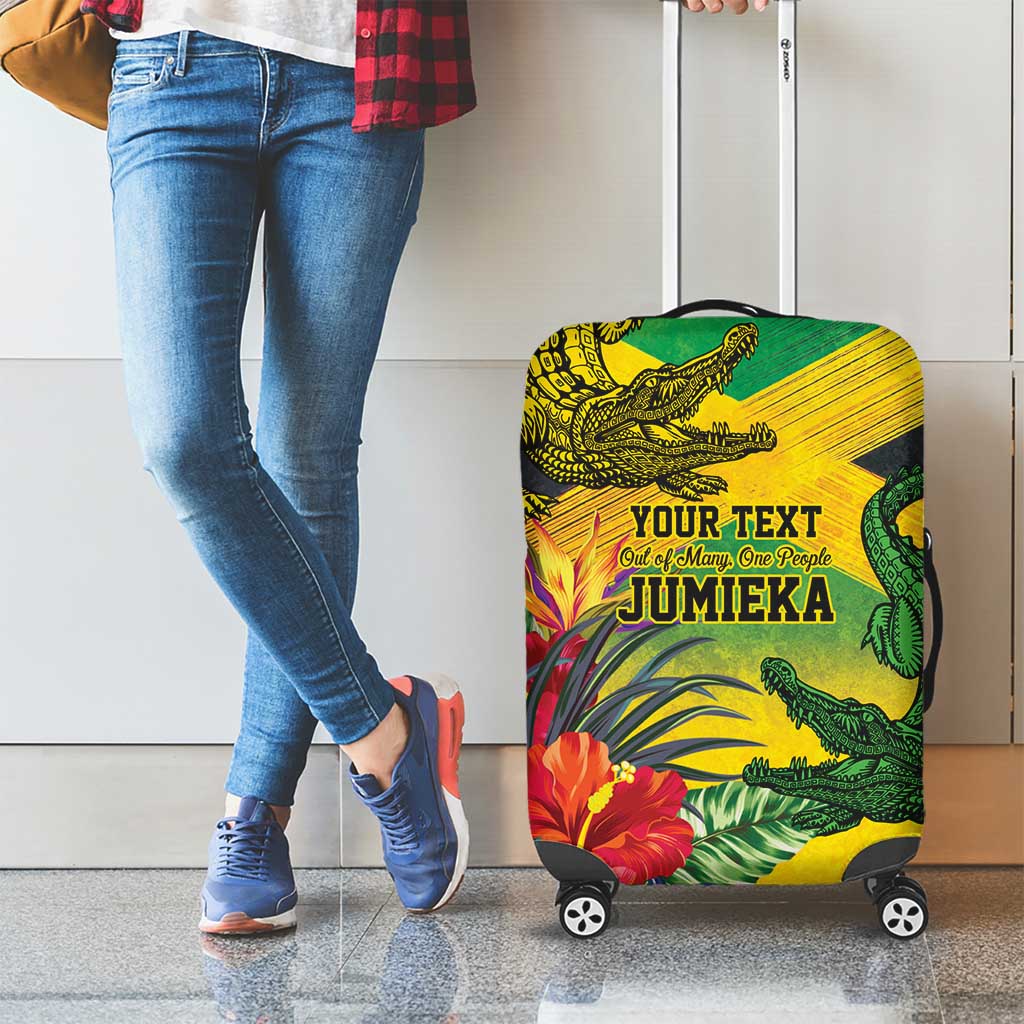Personalized Jamaica Crocodile Luggage Cover Tropical Flowers Grunge Flag LT9