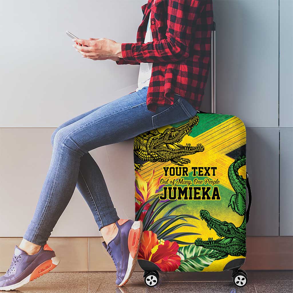 Personalized Jamaica Crocodile Luggage Cover Tropical Flowers Grunge Flag LT9