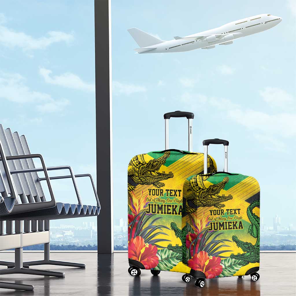 Personalized Jamaica Crocodile Luggage Cover Tropical Flowers Grunge Flag LT9