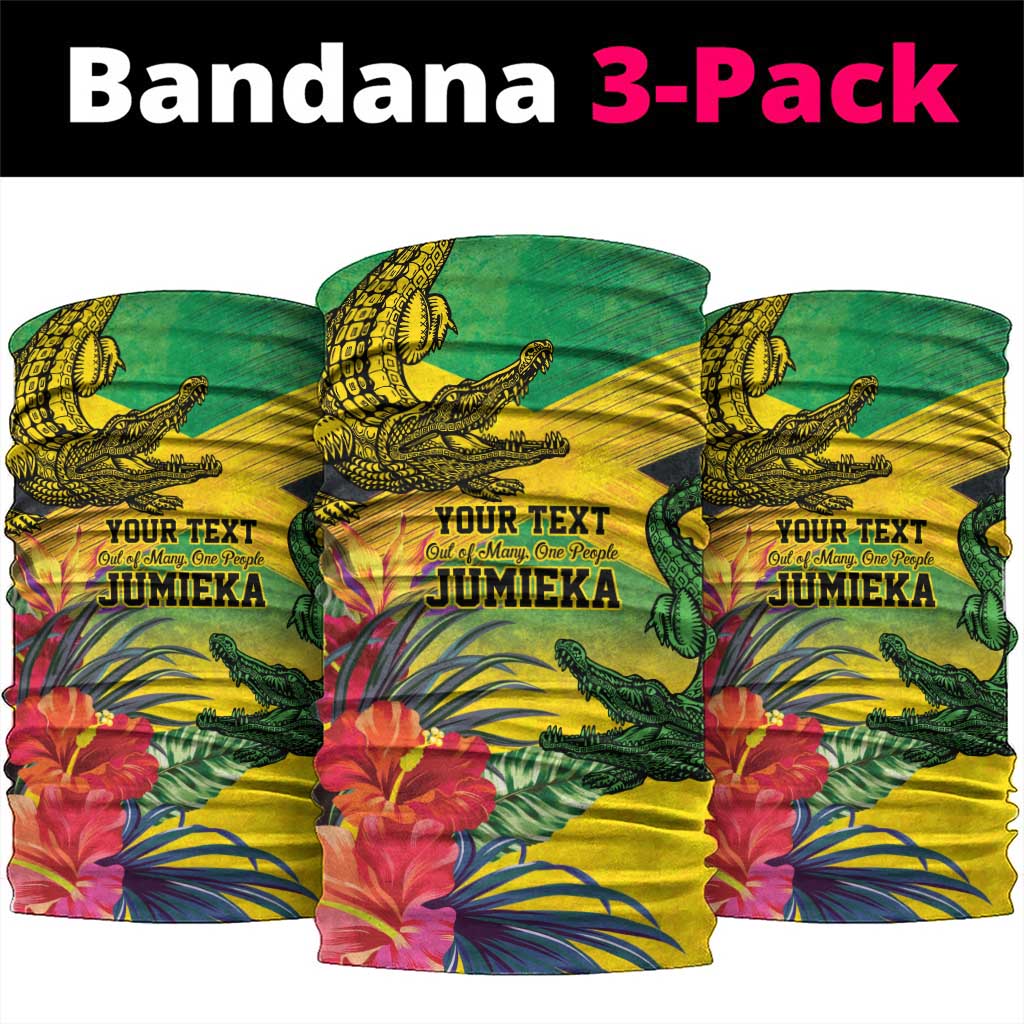 Personalized Jamaica Crocodile Neck Gaiter Tropical Flowers Grunge Flag LT9