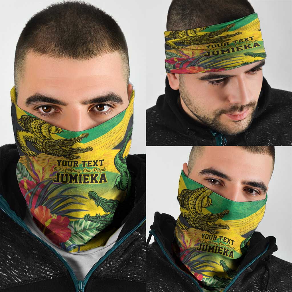 Personalized Jamaica Crocodile Neck Gaiter Tropical Flowers Grunge Flag LT9
