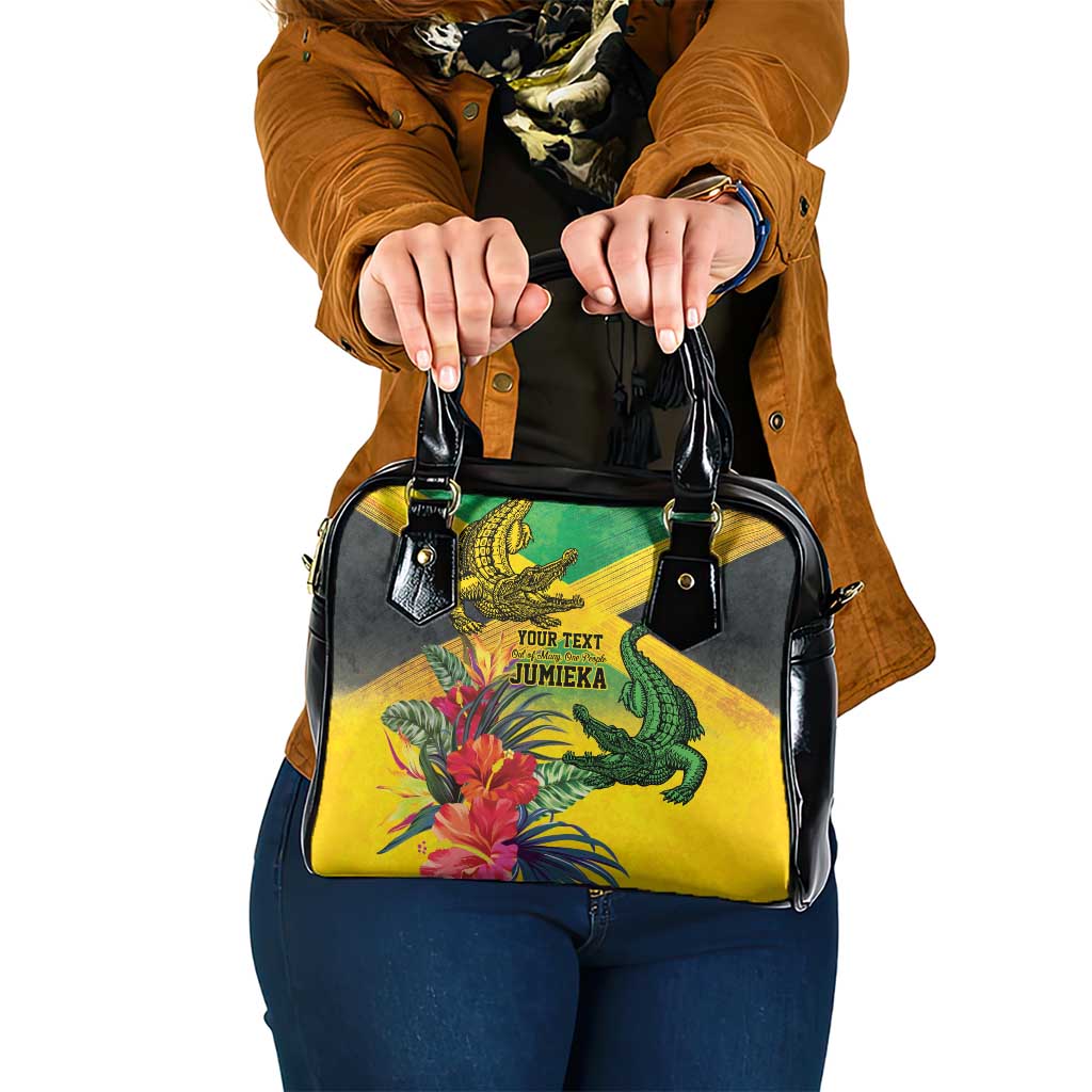 Personalized Jamaica Crocodile Shoulder Handbag Tropical Flowers Grunge Flag LT9