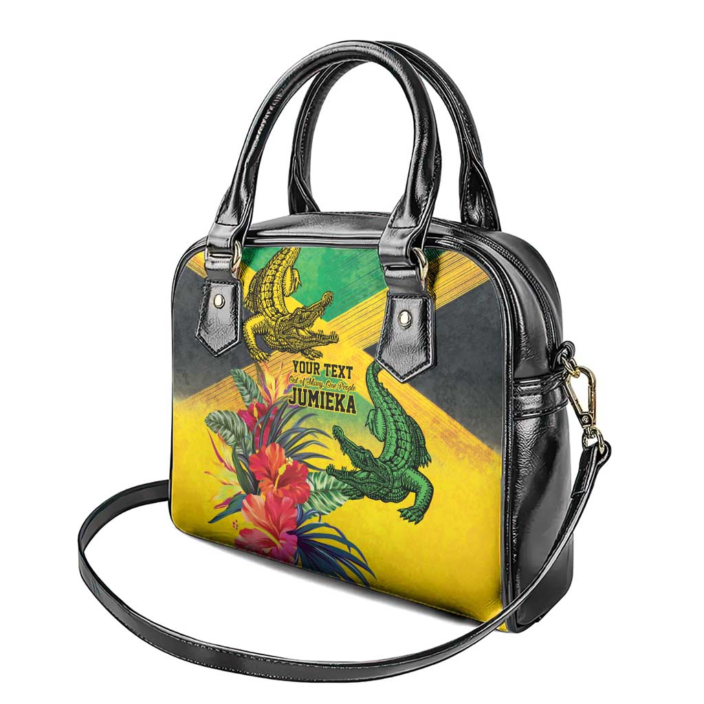 Personalized Jamaica Crocodile Shoulder Handbag Tropical Flowers Grunge Flag LT9