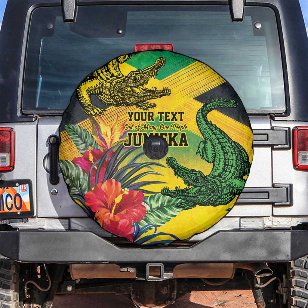 Personalized Jamaica Crocodile Spare Tire Cover Tropical Flowers Grunge Flag LT9