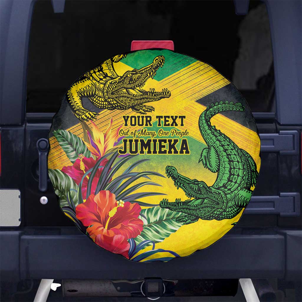 Personalized Jamaica Crocodile Spare Tire Cover Tropical Flowers Grunge Flag LT9
