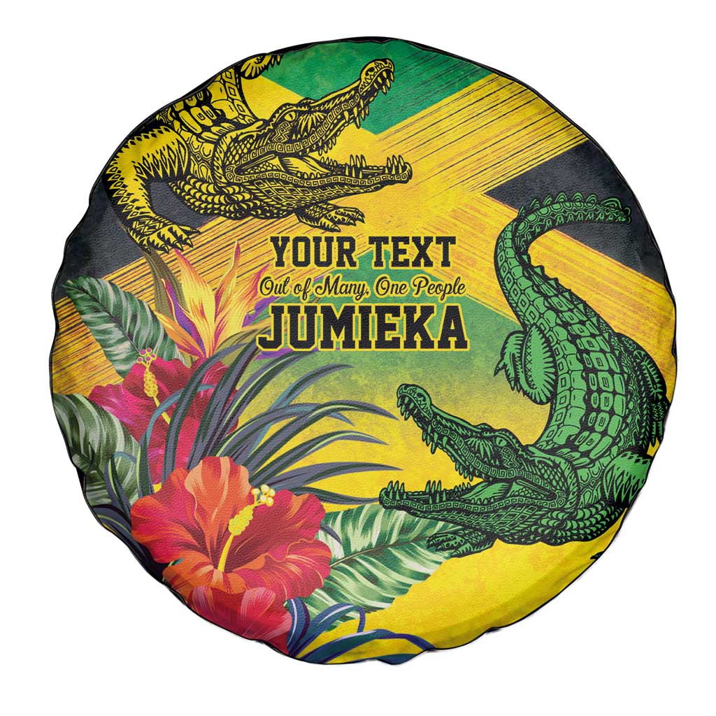 Personalized Jamaica Crocodile Spare Tire Cover Tropical Flowers Grunge Flag LT9