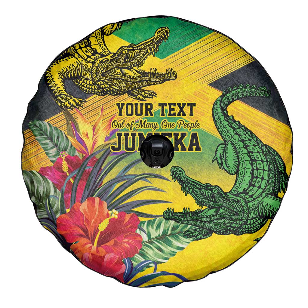Personalized Jamaica Crocodile Spare Tire Cover Tropical Flowers Grunge Flag LT9