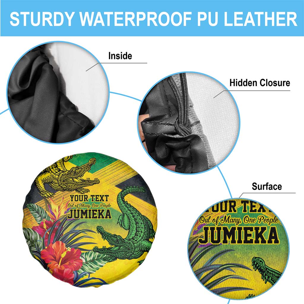 Personalized Jamaica Crocodile Spare Tire Cover Tropical Flowers Grunge Flag LT9