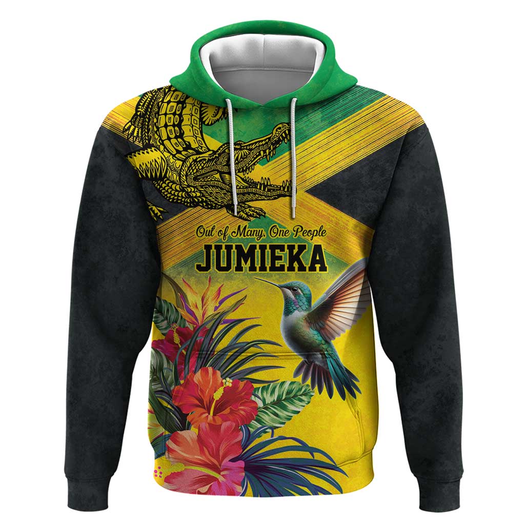 Personalized Jamaica Crocodile Hummingbird Hoodie Tropical Flowers Grunge Flag LT9