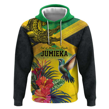Personalized Jamaica Crocodile Hummingbird Hoodie Tropical Flowers Grunge Flag LT9