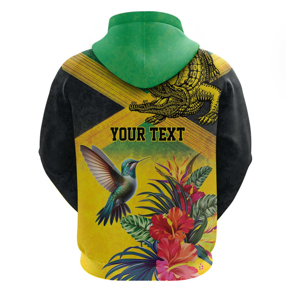 Personalized Jamaica Crocodile Hummingbird Hoodie Tropical Flowers Grunge Flag LT9