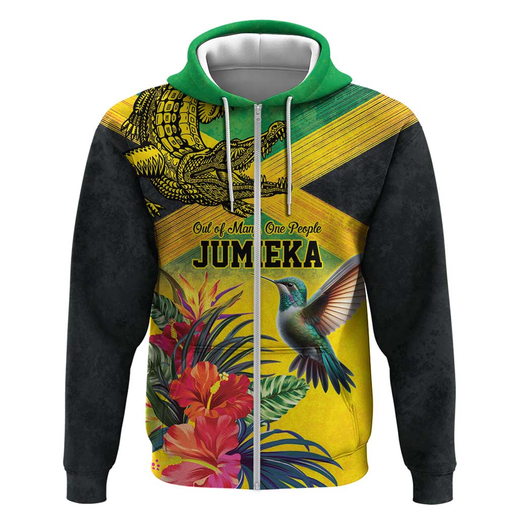 Personalized Jamaica Crocodile Hummingbird Hoodie Tropical Flowers Grunge Flag LT9