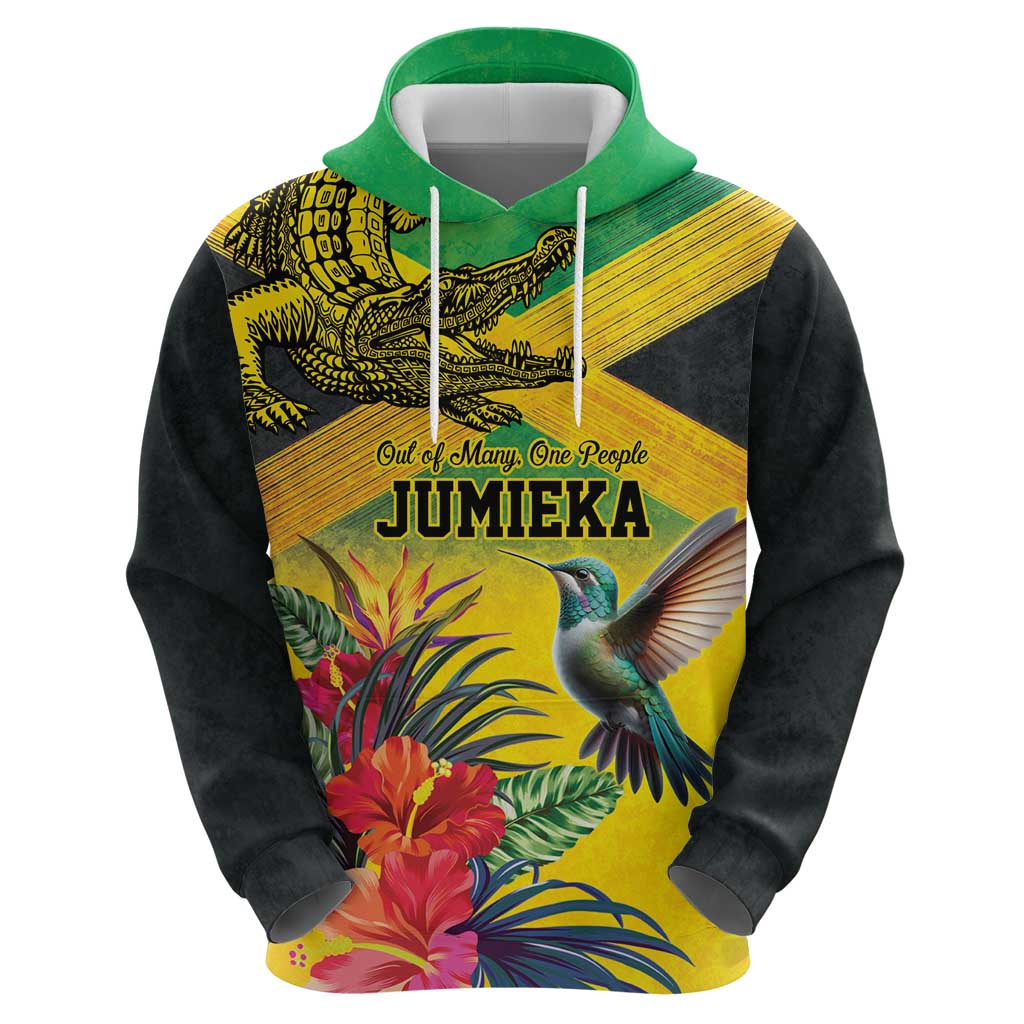 Personalized Jamaica Crocodile Hummingbird Hoodie Tropical Flowers Grunge Flag LT9