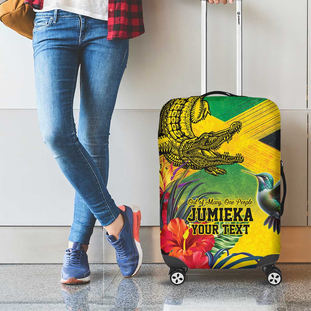 Personalized Jamaica Crocodile Hummingbird Luggage Cover Tropical Flowers Grunge Flag LT9