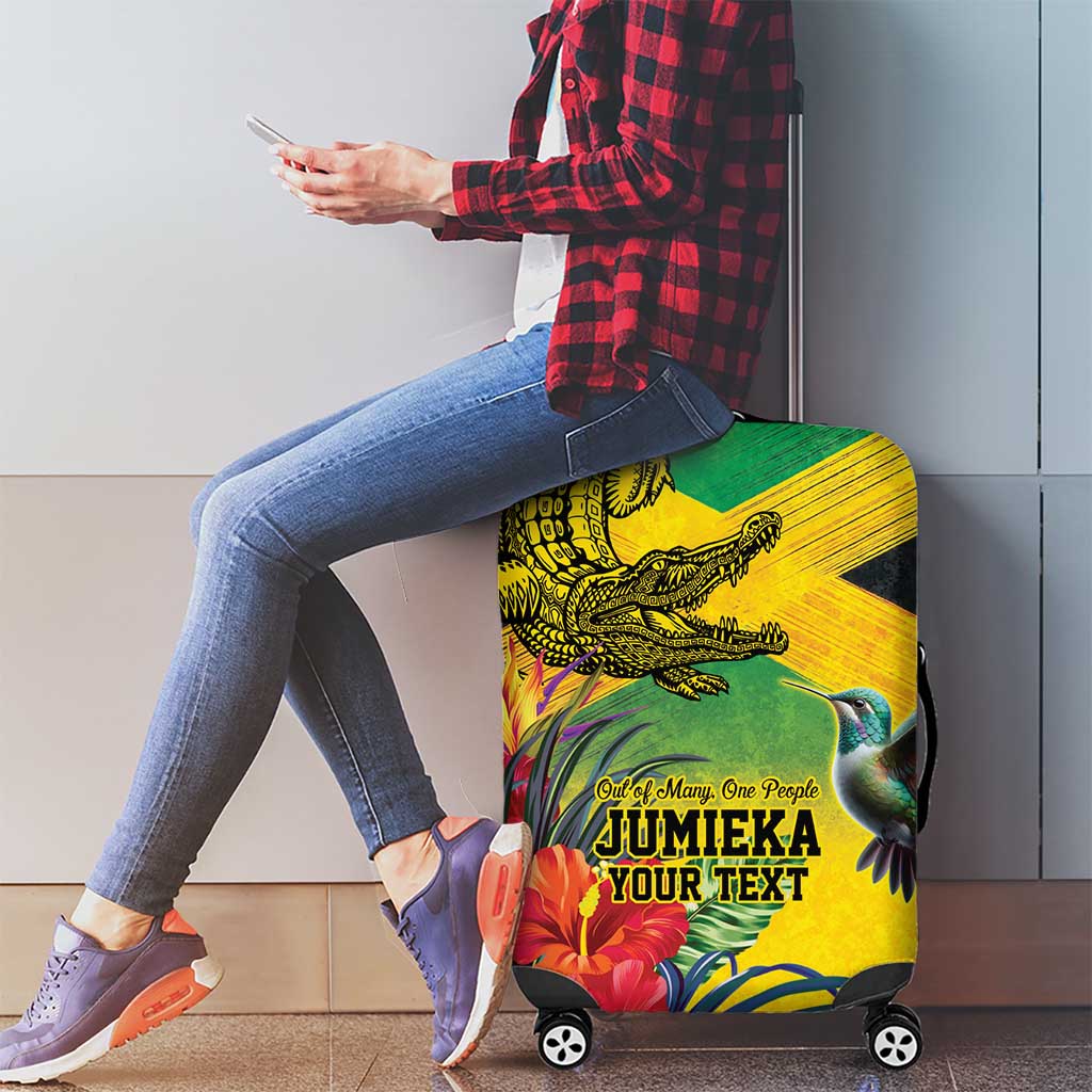 Personalized Jamaica Crocodile Hummingbird Luggage Cover Tropical Flowers Grunge Flag LT9