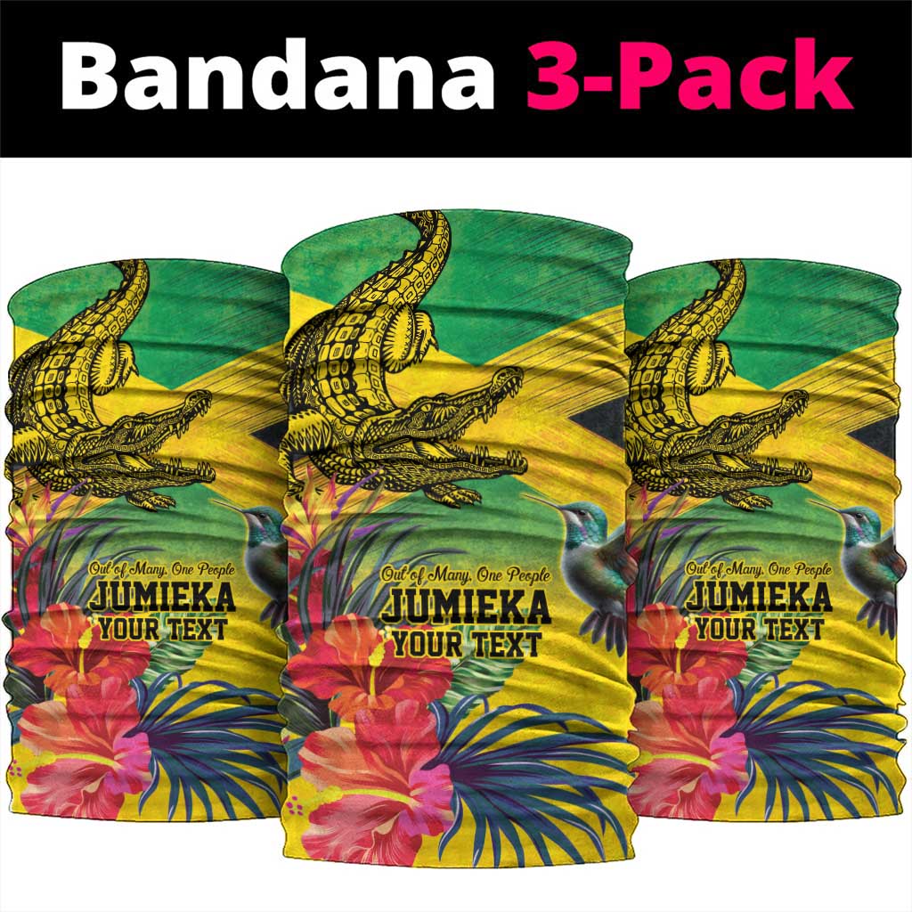 Personalized Jamaica Crocodile Hummingbird Neck Gaiter Tropical Flowers Grunge Flag LT9
