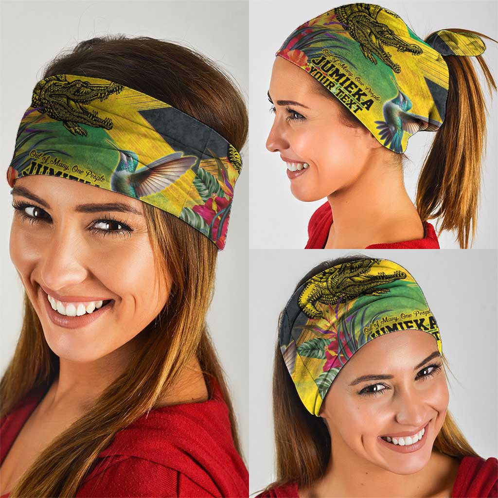 Personalized Jamaica Crocodile Hummingbird Neck Gaiter Tropical Flowers Grunge Flag LT9