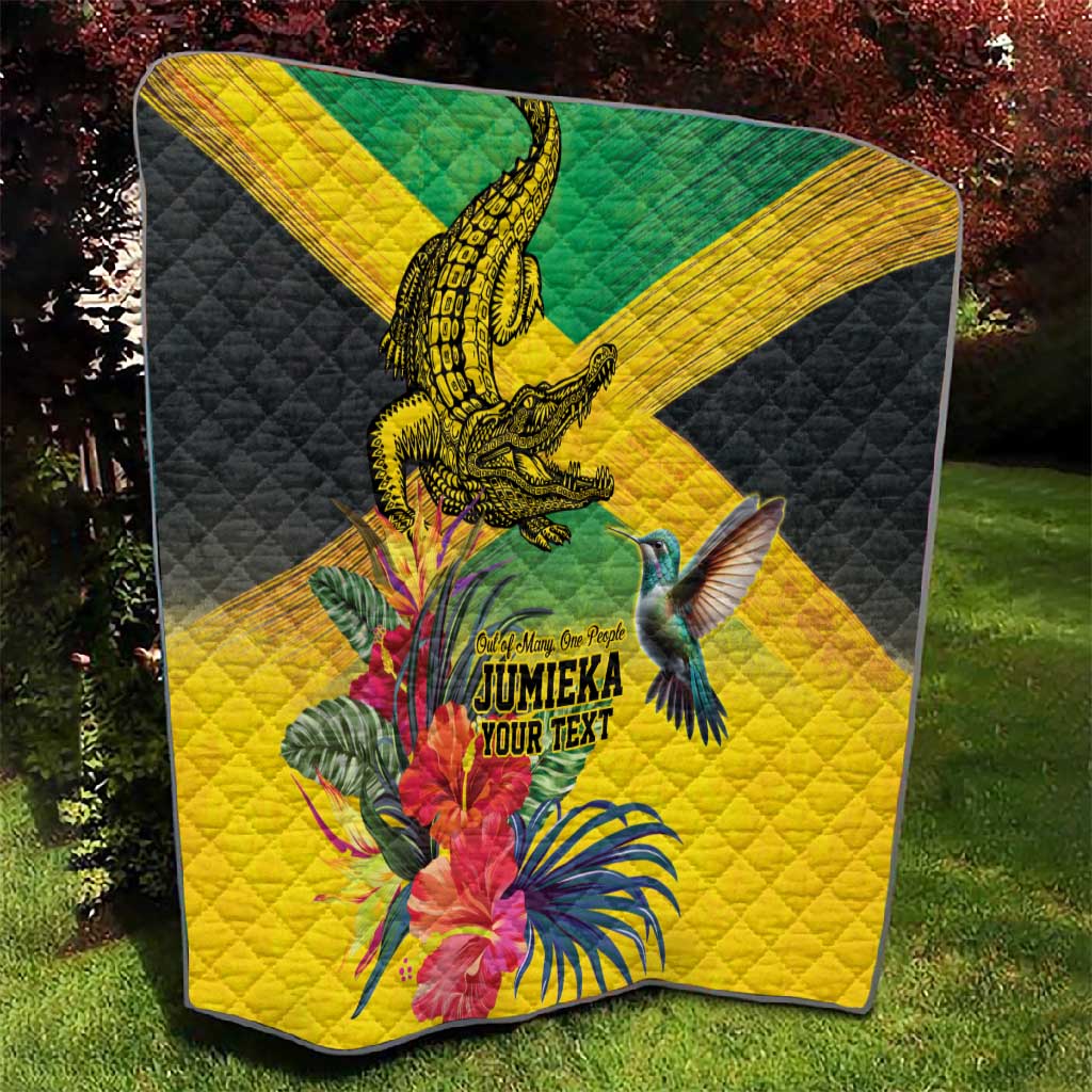 Personalized Black Jamaicans Crocodile Hummingbird Quilt Tropical Flowers Grunge Flag LT9