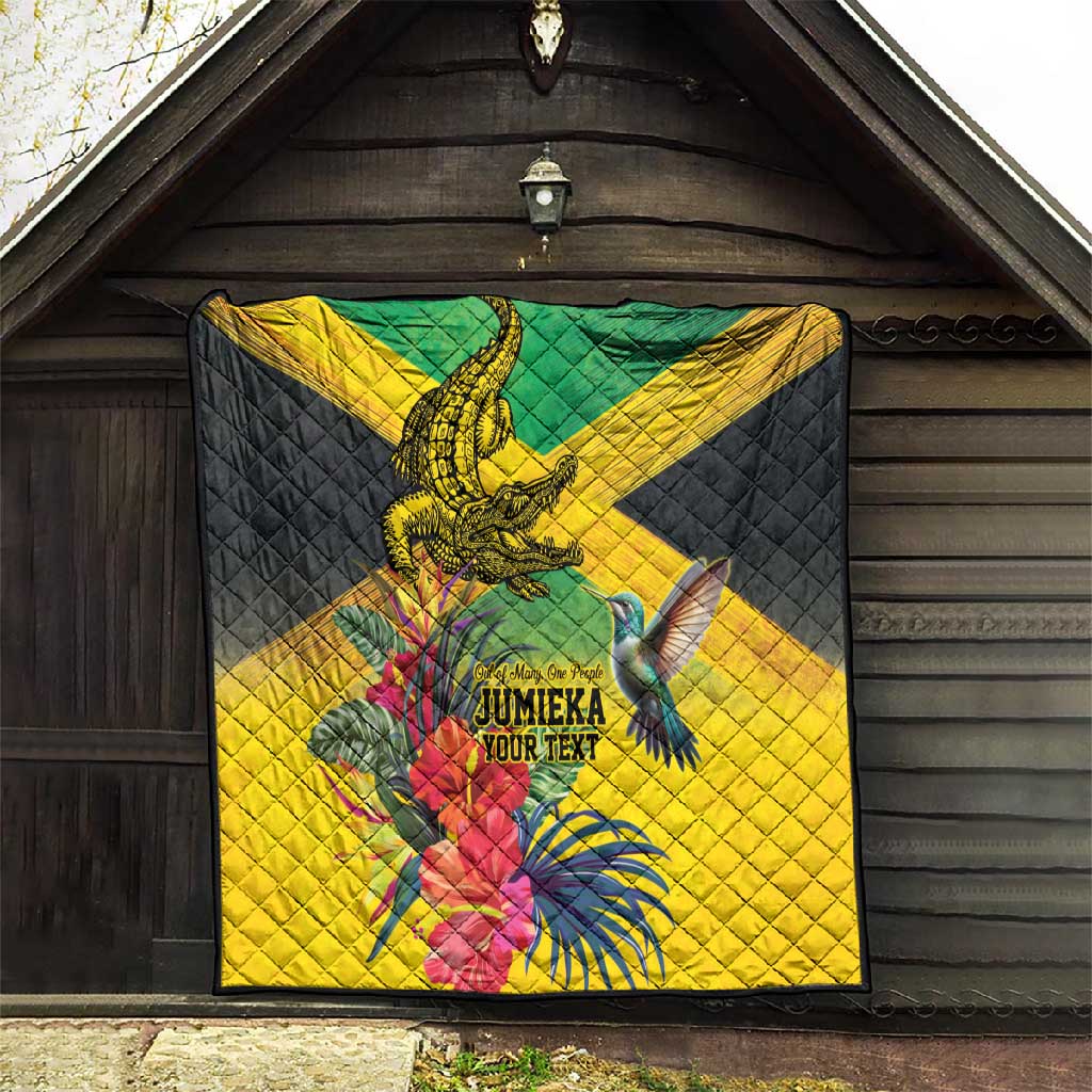 Personalized Black Jamaicans Crocodile Hummingbird Quilt Tropical Flowers Grunge Flag LT9