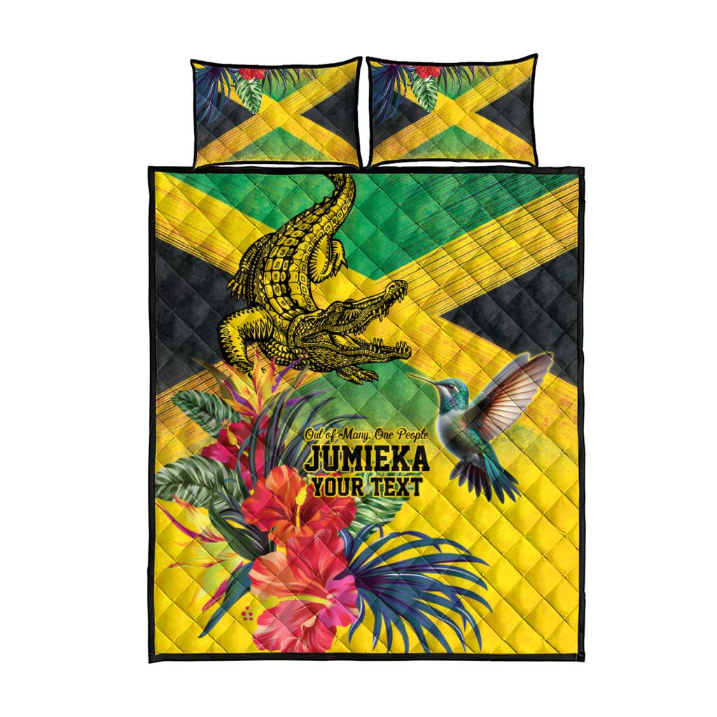 Personalized Black Jamaicans Crocodile Hummingbird Quilt Bed Set Tropical Flowers Grunge Flag LT9
