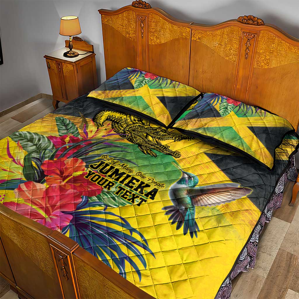 Personalized Black Jamaicans Crocodile Hummingbird Quilt Bed Set Tropical Flowers Grunge Flag LT9