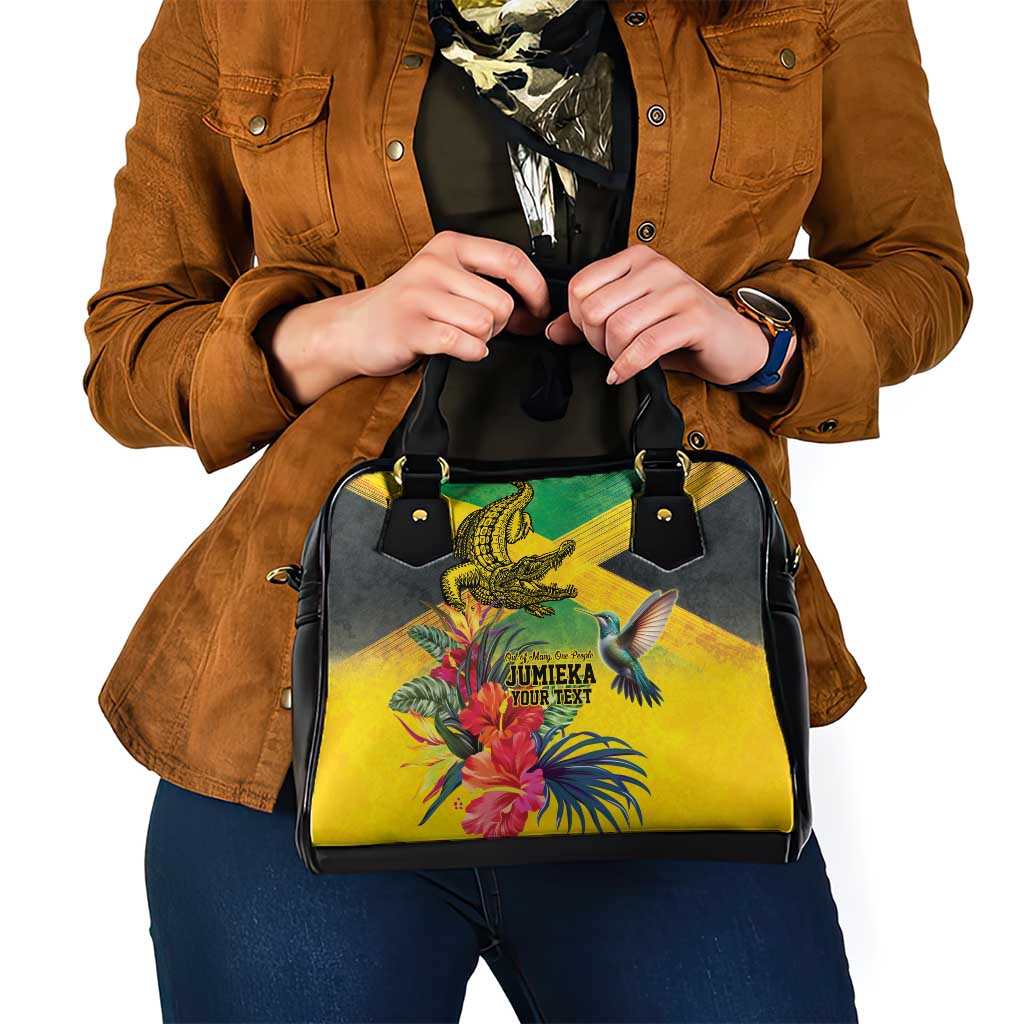 Personalized Jamaica Crocodile Hummingbird Shoulder Handbag Tropical Flowers Grunge Flag LT9