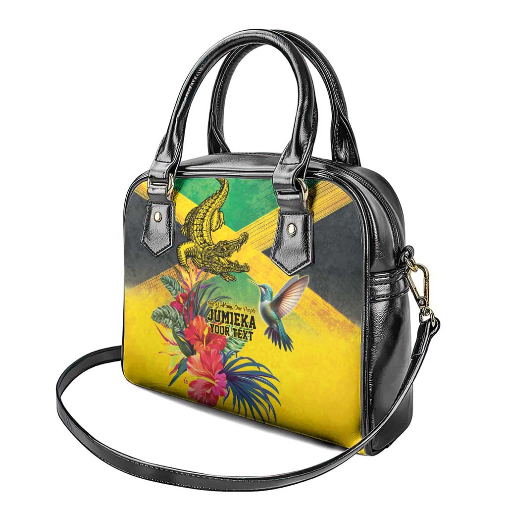 Personalized Jamaica Crocodile Hummingbird Shoulder Handbag Tropical Flowers Grunge Flag LT9