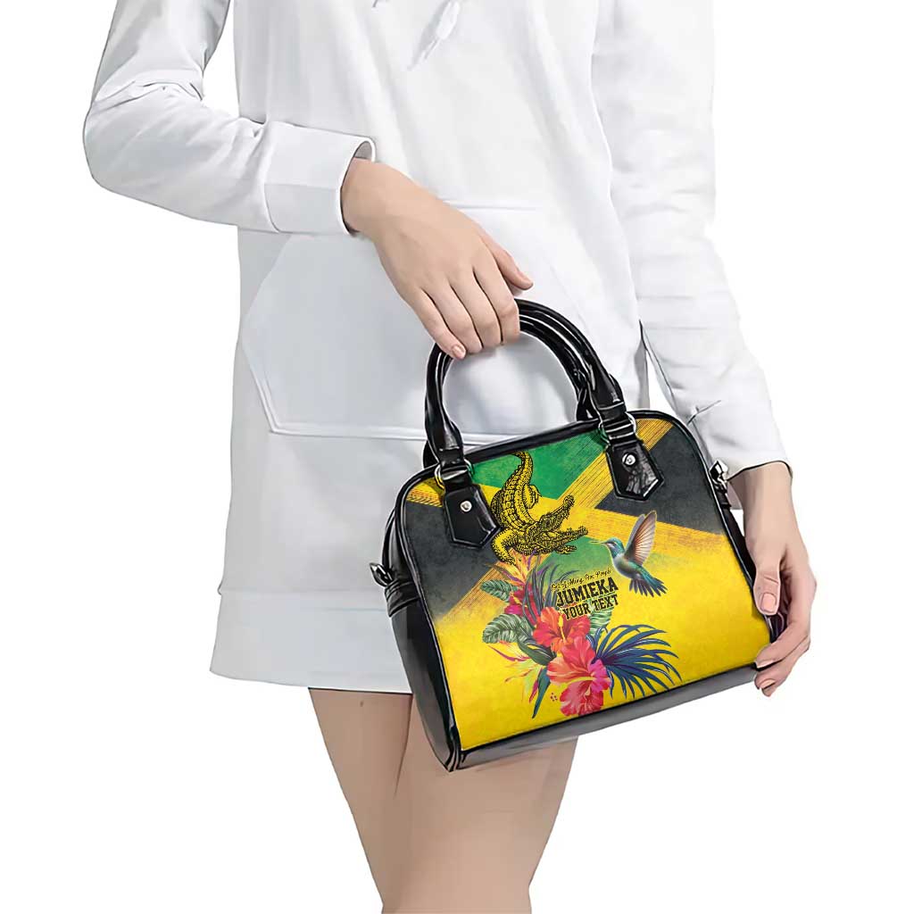 Personalized Jamaica Crocodile Hummingbird Shoulder Handbag Tropical Flowers Grunge Flag LT9