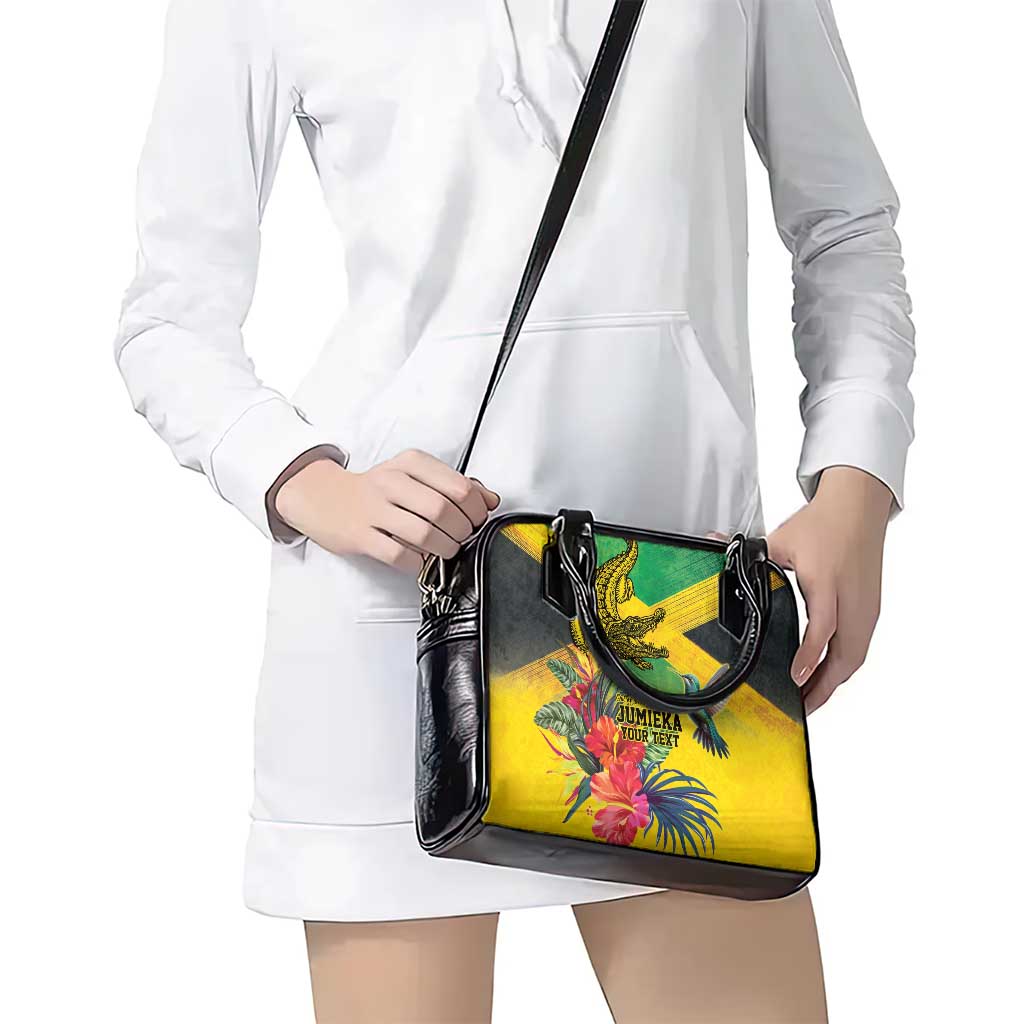 Personalized Jamaica Crocodile Hummingbird Shoulder Handbag Tropical Flowers Grunge Flag LT9