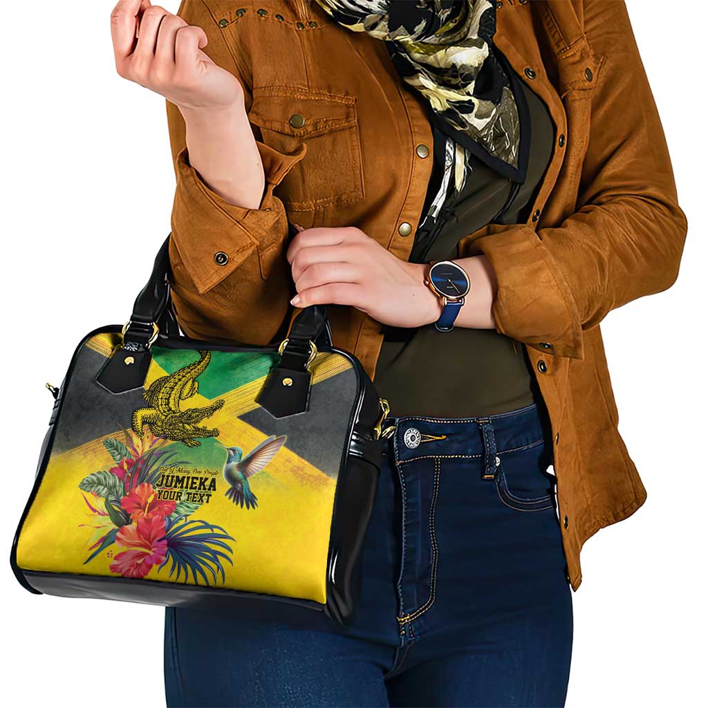 Personalized Jamaica Crocodile Hummingbird Shoulder Handbag Tropical Flowers Grunge Flag LT9