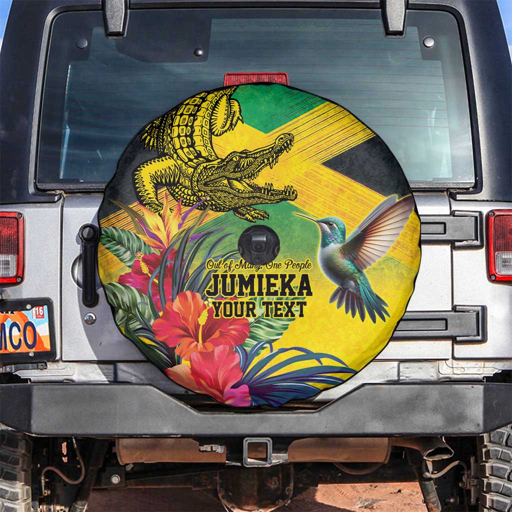 Personalized Jamaica Crocodile Hummingbird Spare Tire Cover Tropical Flowers Grunge Flag LT9