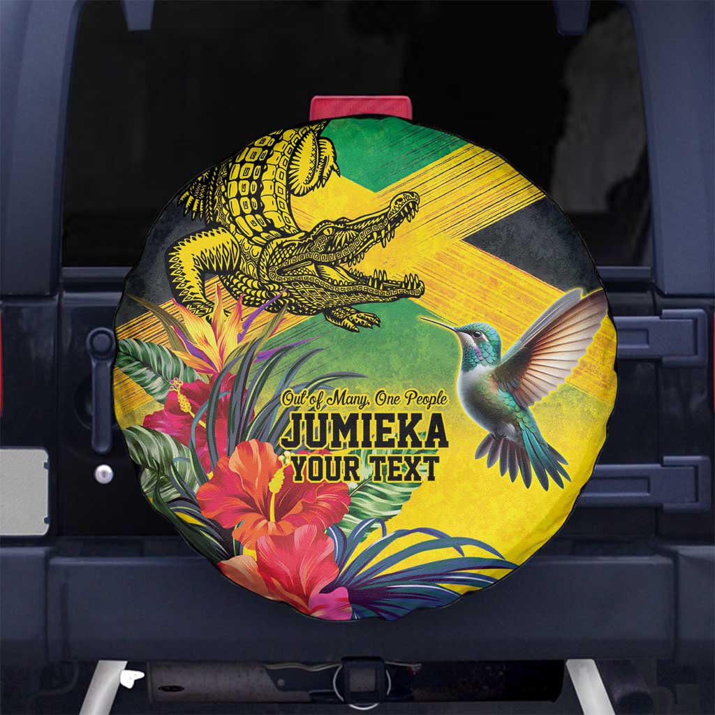 Personalized Jamaica Crocodile Hummingbird Spare Tire Cover Tropical Flowers Grunge Flag LT9