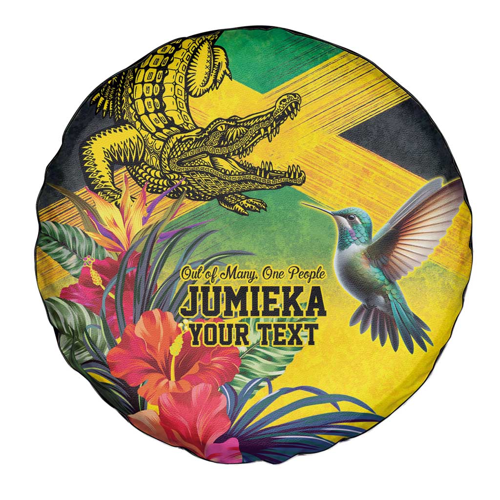Personalized Jamaica Crocodile Hummingbird Spare Tire Cover Tropical Flowers Grunge Flag LT9