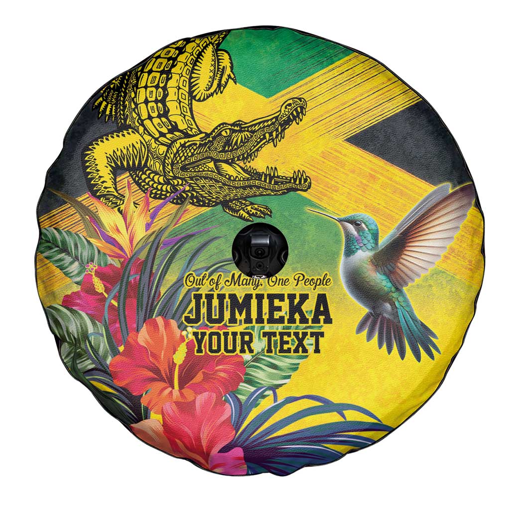 Personalized Jamaica Crocodile Hummingbird Spare Tire Cover Tropical Flowers Grunge Flag LT9