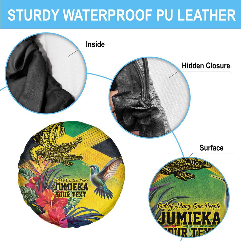 Personalized Jamaica Crocodile Hummingbird Spare Tire Cover Tropical Flowers Grunge Flag LT9