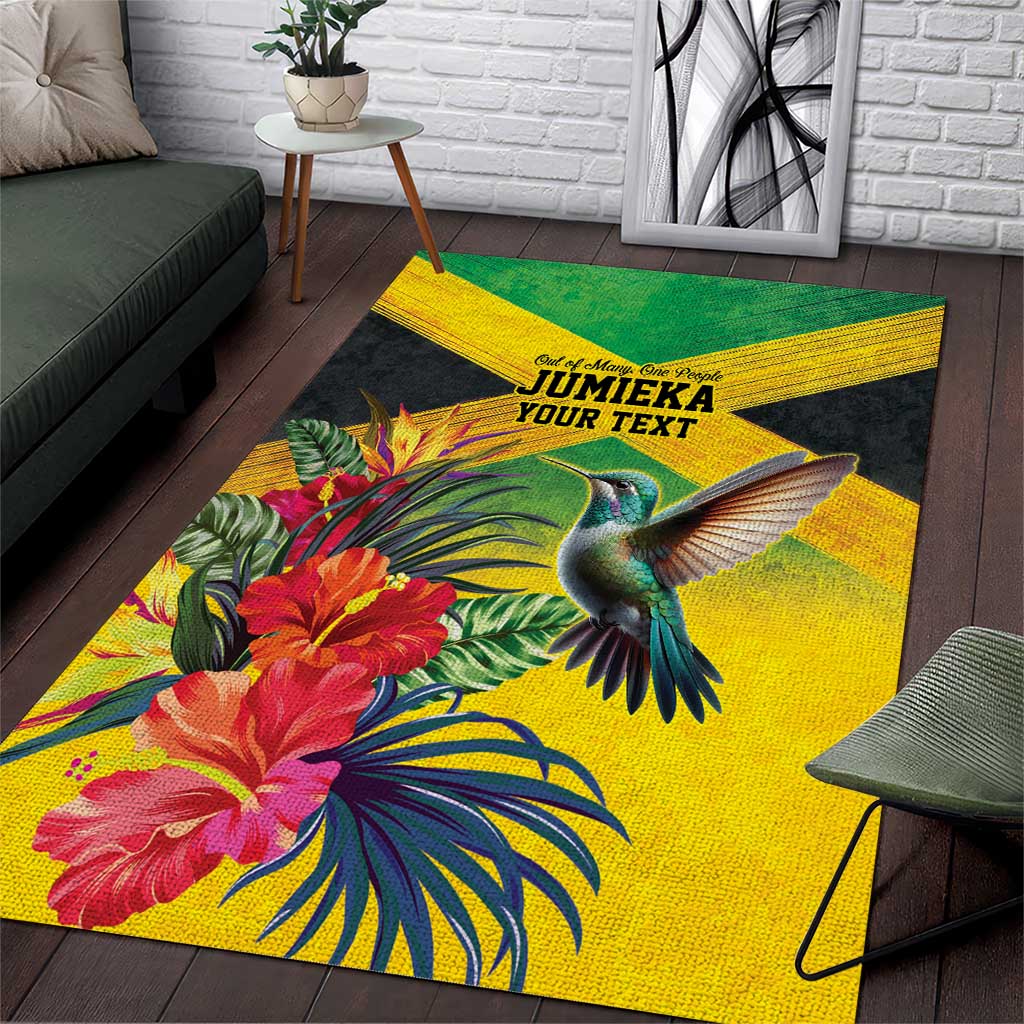 Personalized Black Jamaicans Hummingbird Area Rug Tropical Flowers Grunge Flag LT9