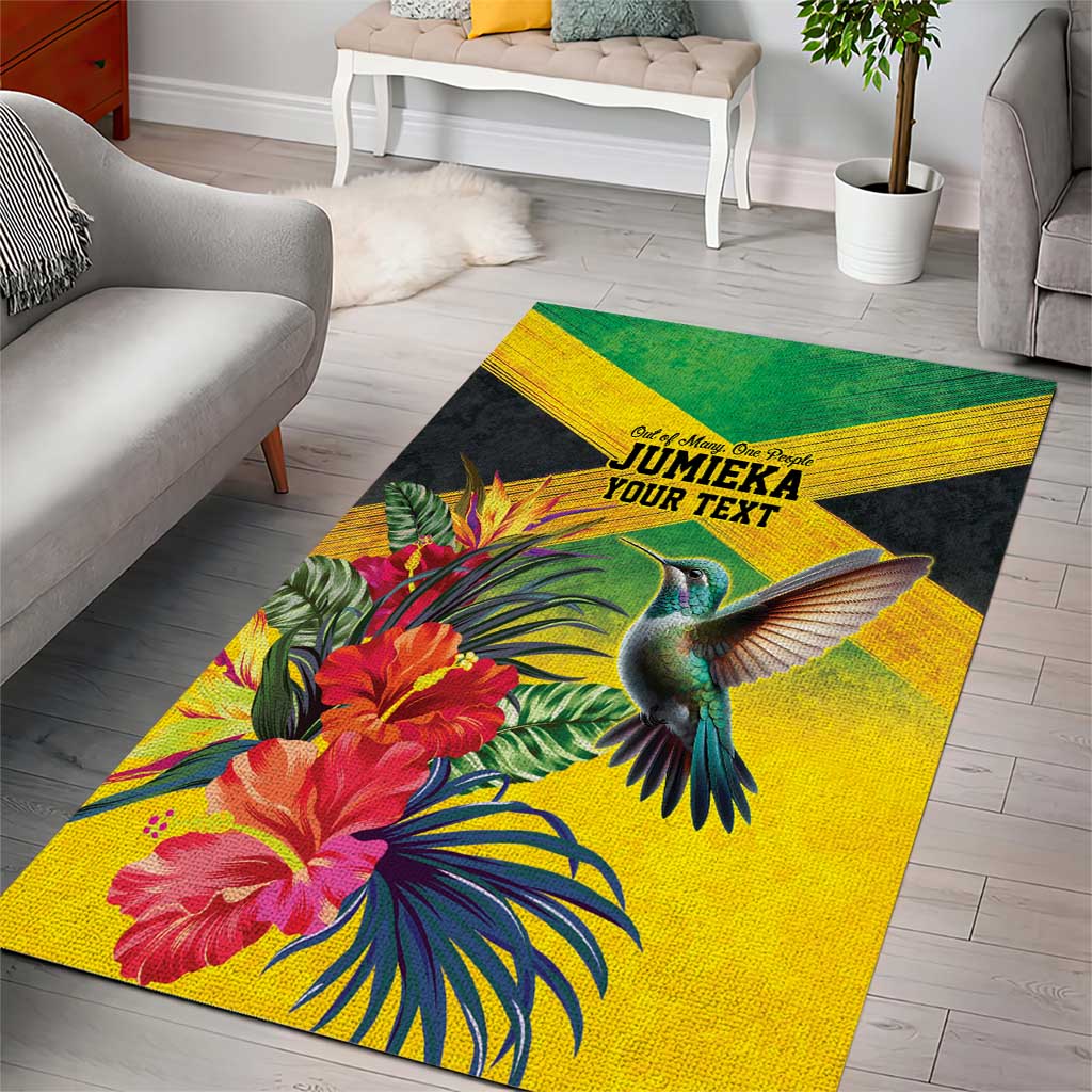 Personalized Black Jamaicans Hummingbird Area Rug Tropical Flowers Grunge Flag LT9