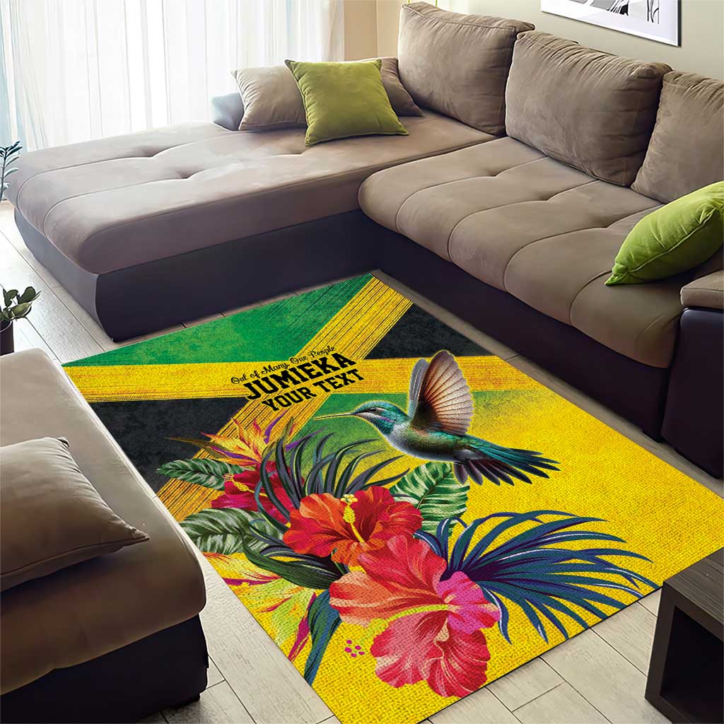 Personalized Black Jamaicans Hummingbird Area Rug Tropical Flowers Grunge Flag LT9