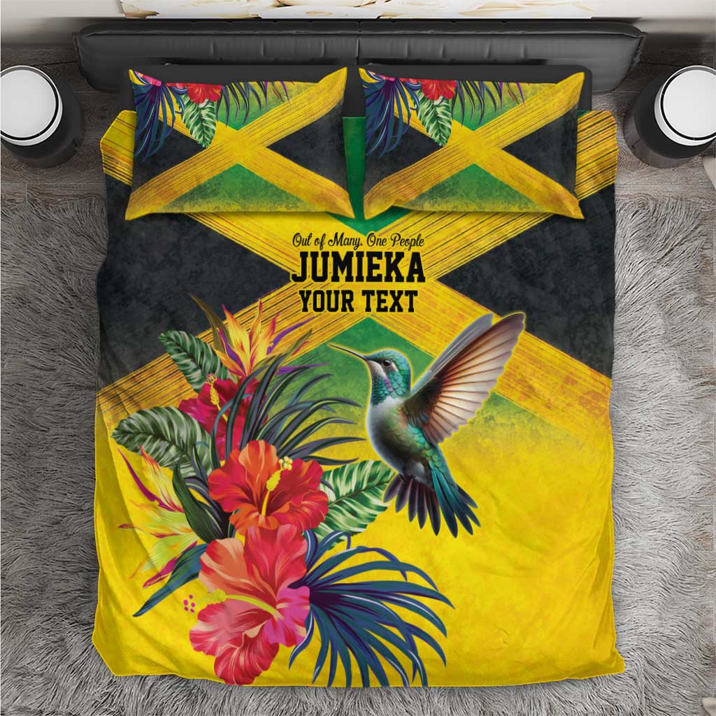 Personalized Black Jamaicans Hummingbird Bedding Set Tropical Flowers Grunge Flag LT9