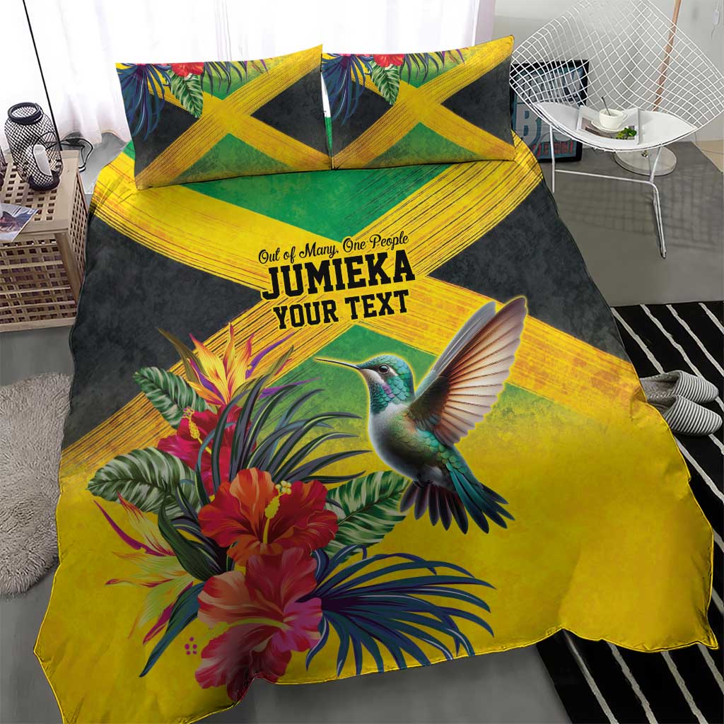 Personalized Black Jamaicans Hummingbird Bedding Set Tropical Flowers Grunge Flag LT9