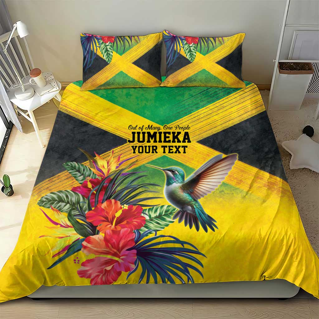 Personalized Black Jamaicans Hummingbird Bedding Set Tropical Flowers Grunge Flag LT9