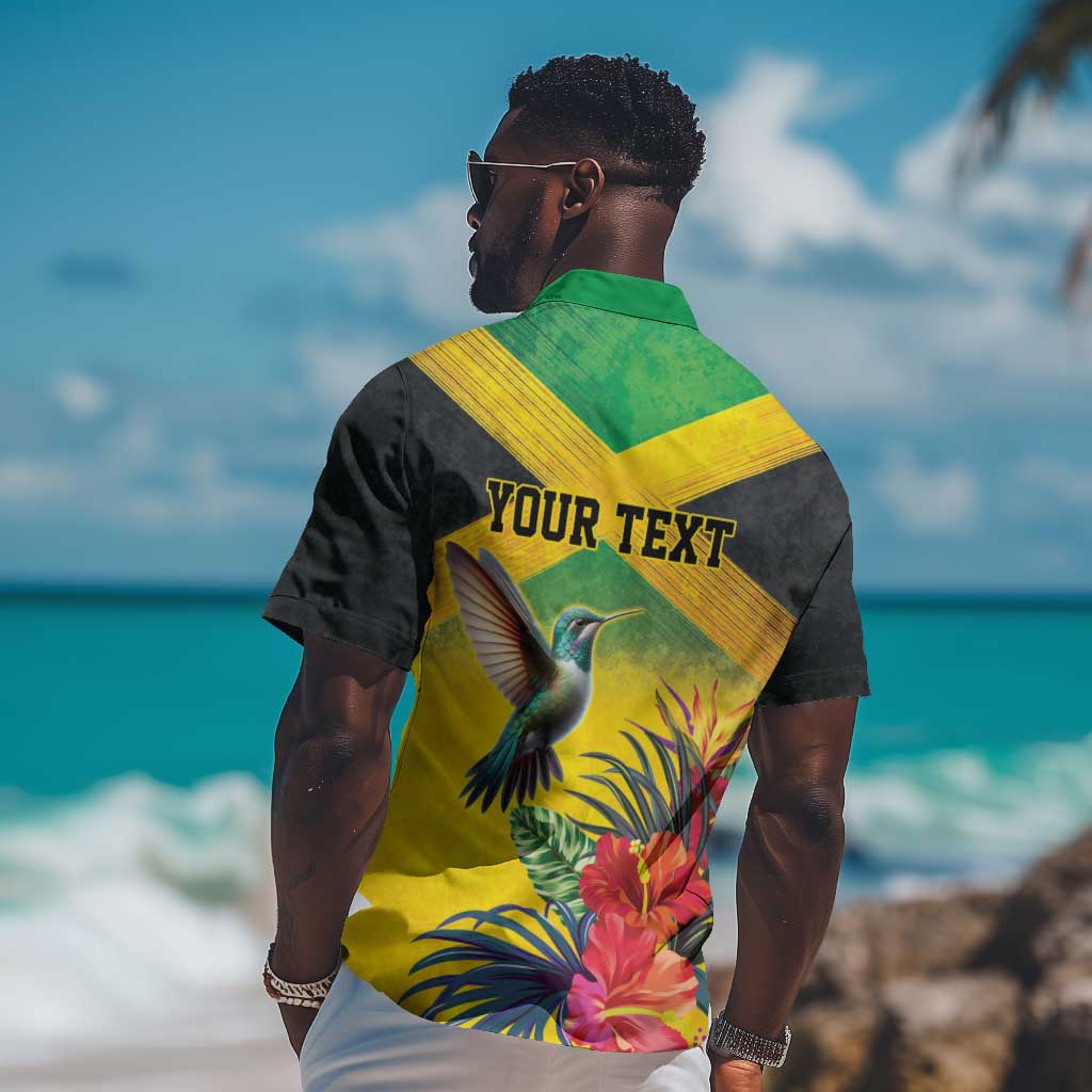 Personalized Black Jamaicans Hummingbird Hawaiian Shirt Tropical Flowers Grunge Flag LT9