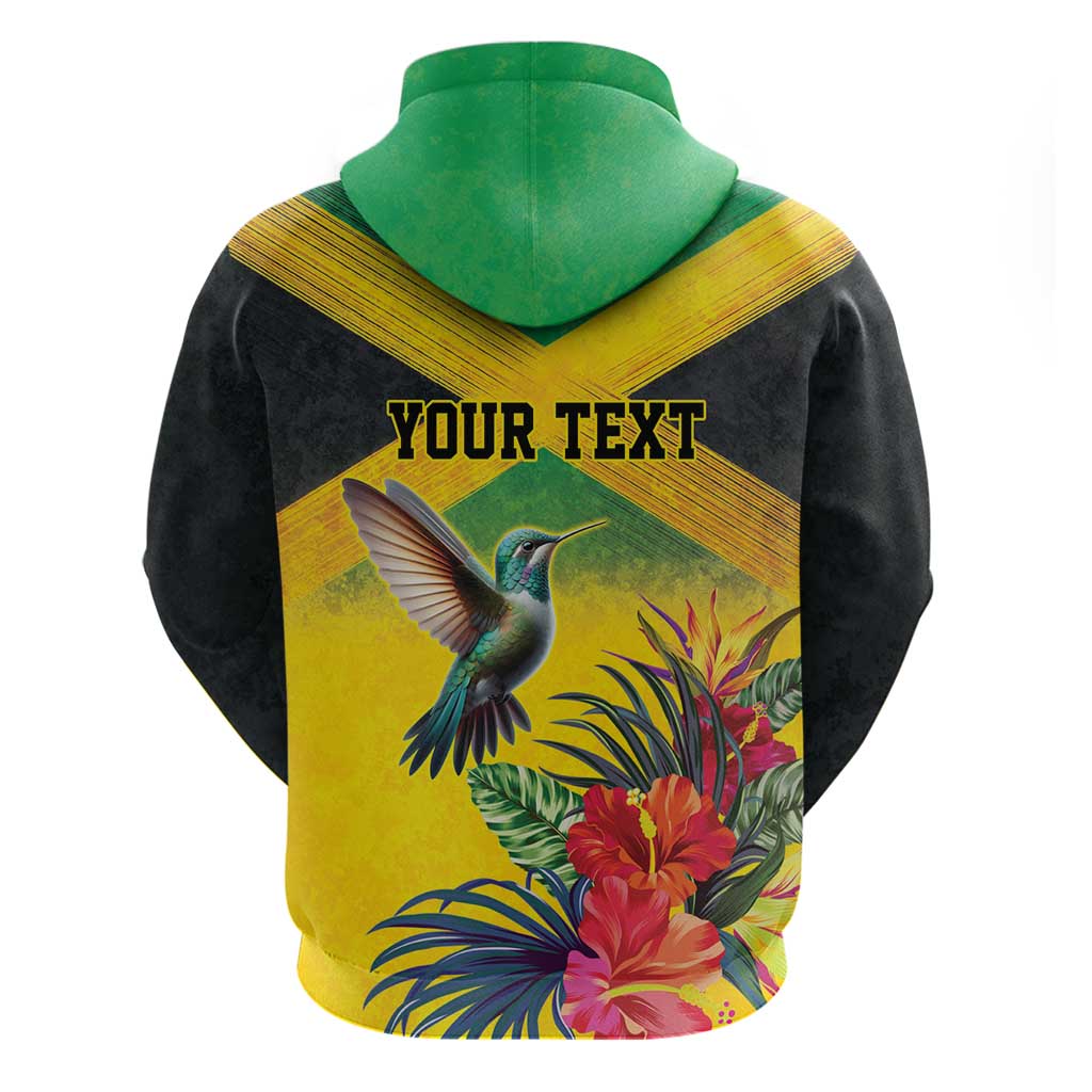 Personalized Jamaica Hummingbird Hoodie Tropical Flowers Grunge Flag LT9