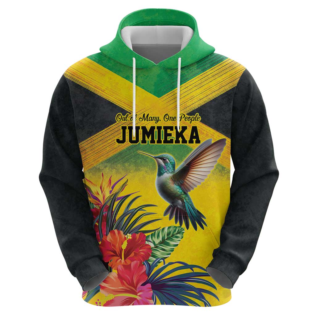 Personalized Jamaica Hummingbird Hoodie Tropical Flowers Grunge Flag LT9