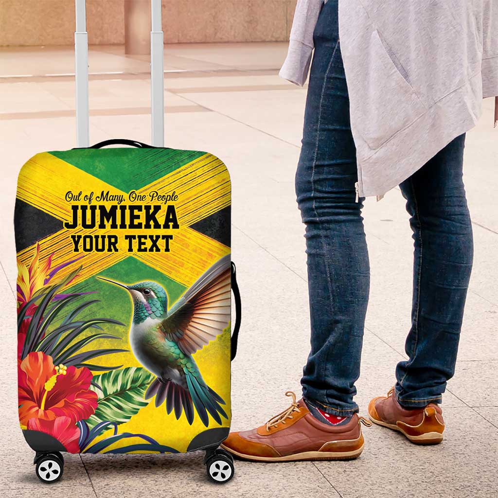 Personalized Jamaica Hummingbird Luggage Cover Tropical Flowers Grunge Flag LT9