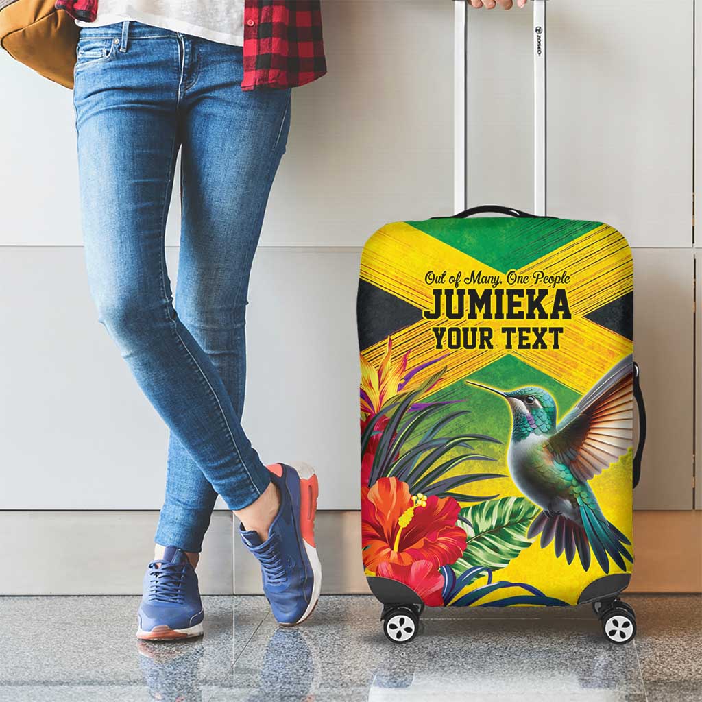 Personalized Jamaica Hummingbird Luggage Cover Tropical Flowers Grunge Flag LT9