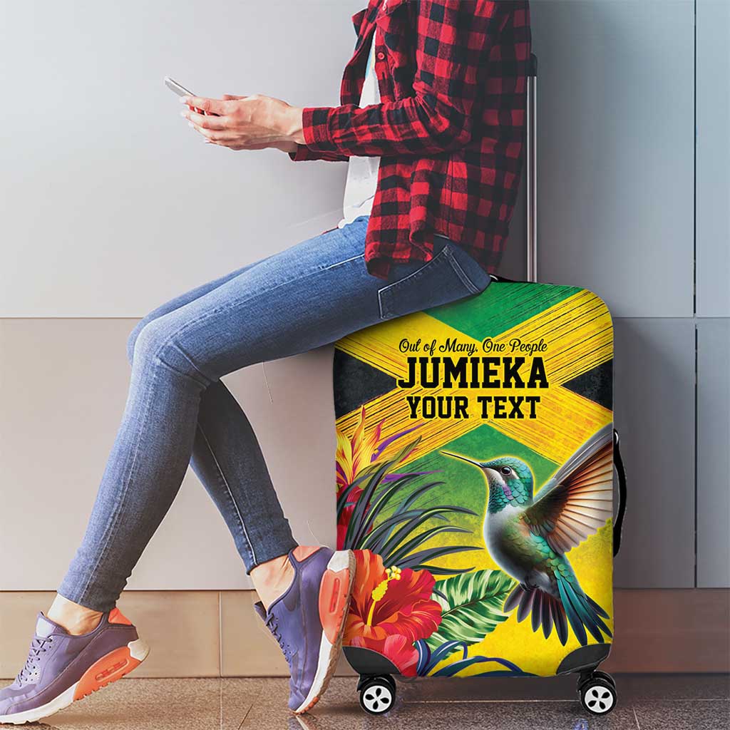 Personalized Jamaica Hummingbird Luggage Cover Tropical Flowers Grunge Flag LT9